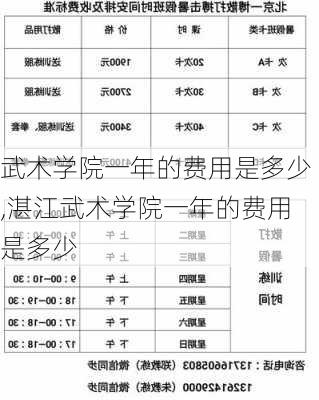 武术学院一年的费用是多少,湛江武术学院一年的费用是多少