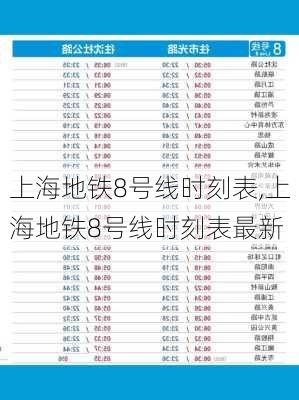 上海地铁8号线时刻表,上海地铁8号线时刻表最新