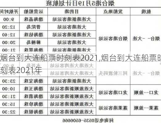 烟台到大连船票时刻表2021,烟台到大连船票时刻表2021年