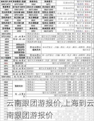 云南跟团游报价,上海到云南跟团游报价