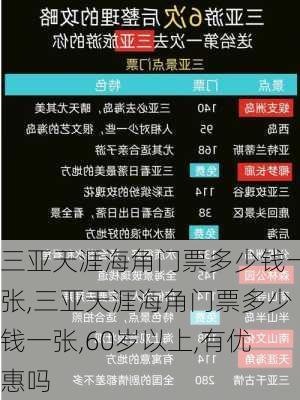 三亚天涯海角门票多少钱一张,三亚天涯海角门票多少钱一张,60岁以上,有优惠吗