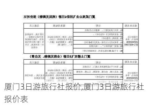 厦门3日游旅行社报价,厦门3日游旅行社报价表