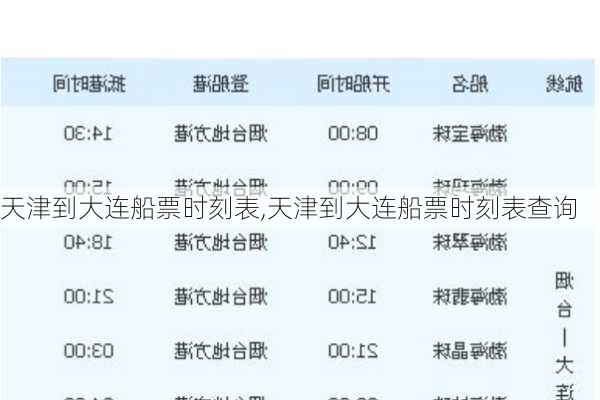 天津到大连船票时刻表,天津到大连船票时刻表查询
