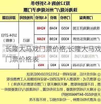 长隆大马戏门票价格,长隆大马戏门票价格表