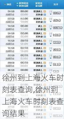 徐州到上海火车时刻表查询,徐州到上海火车时刻表查询结果