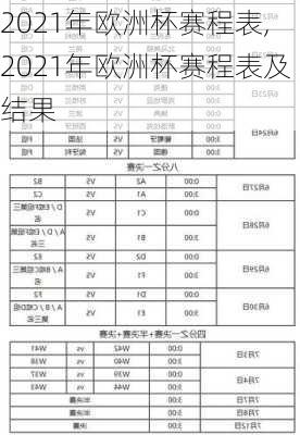 2021年欧洲杯赛程表,2021年欧洲杯赛程表及结果