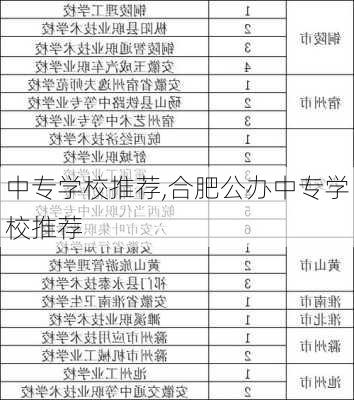 中专学校推荐,合肥公办中专学校推荐