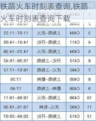 铁路火车时刻表查询,铁路火车时刻表查询下载