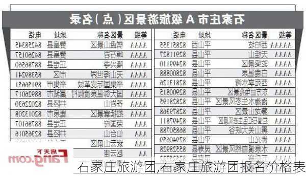 石家庄旅游团,石家庄旅游团报名价格表