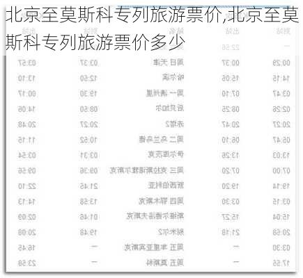 北京至莫斯科专列旅游票价,北京至莫斯科专列旅游票价多少