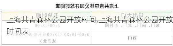 上海共青森林公园开放时间,上海共青森林公园开放时间表