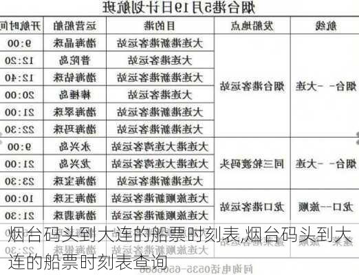 烟台码头到大连的船票时刻表,烟台码头到大连的船票时刻表查询