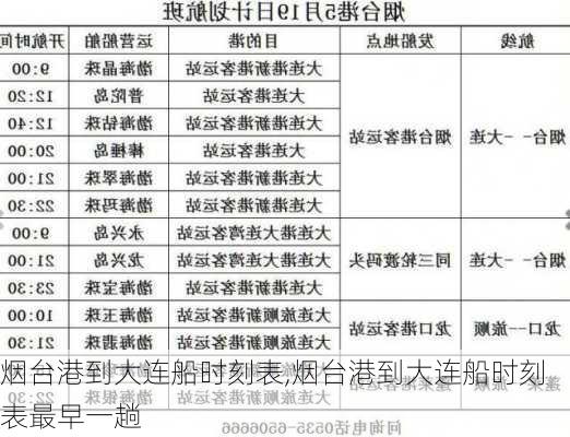 烟台港到大连船时刻表,烟台港到大连船时刻表最早一趟