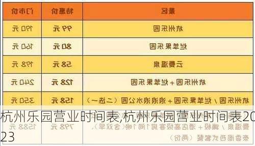 杭州乐园营业时间表,杭州乐园营业时间表2023