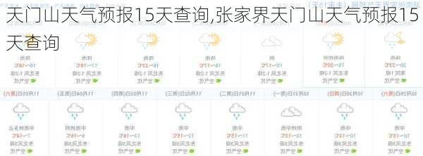 天门山天气预报15天查询,张家界天门山天气预报15天查询