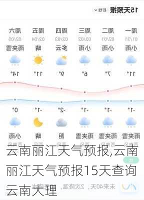 云南丽江天气预报,云南丽江天气预报15天查询云南大理