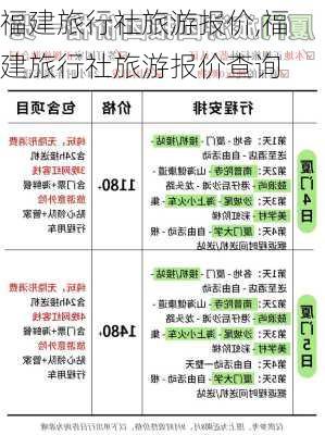 福建旅行社旅游报价,福建旅行社旅游报价查询