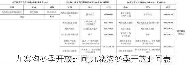 九寨沟冬季开放时间,九寨沟冬季开放时间表