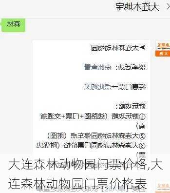 大连森林动物园门票价格,大连森林动物园门票价格表
