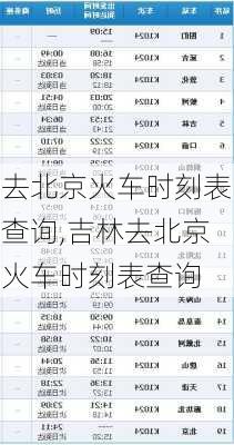 去北京火车时刻表查询,吉林去北京火车时刻表查询