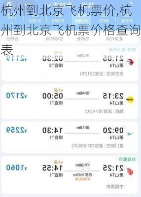杭州到北京飞机票价,杭州到北京飞机票价格查询表