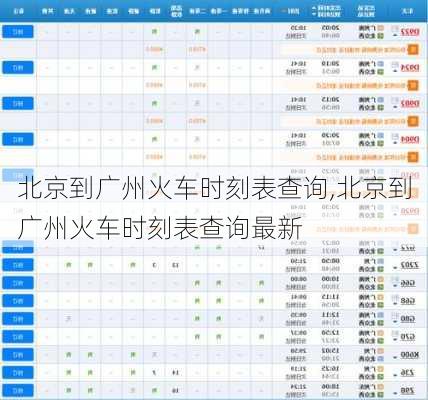 北京到广州火车时刻表查询,北京到广州火车时刻表查询最新