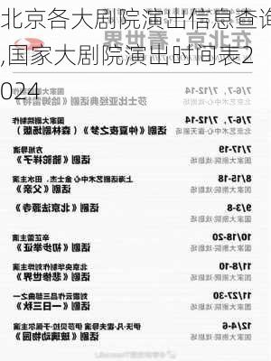 北京各大剧院演出信息查询,国家大剧院演出时间表2024