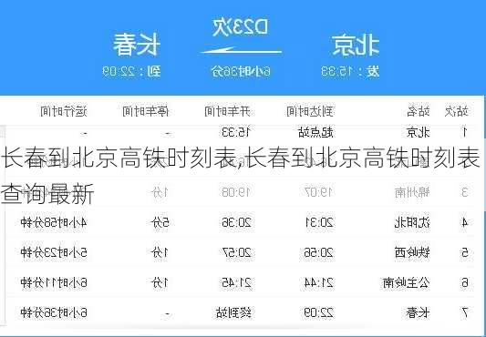 长春到北京高铁时刻表,长春到北京高铁时刻表查询最新