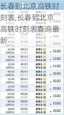 长春到北京高铁时刻表,长春到北京高铁时刻表查询最新