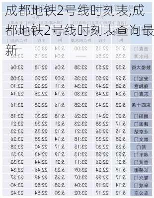 成都地铁2号线时刻表,成都地铁2号线时刻表查询最新