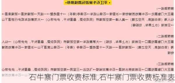 石牛寨门票收费标准,石牛寨门票收费标准表