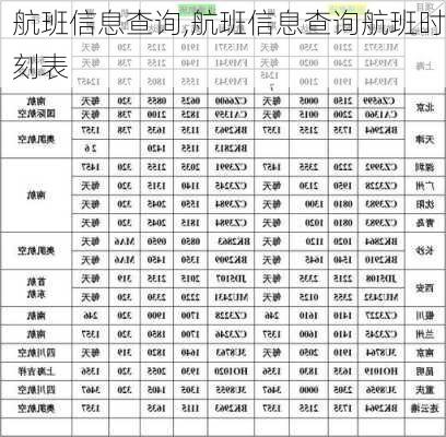 航班信息查询,航班信息查询航班时刻表