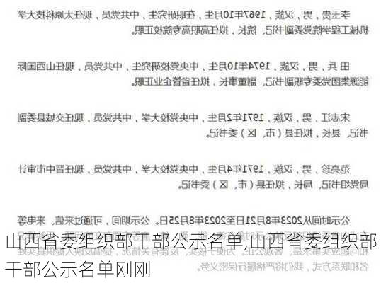 山西省委组织部干部公示名单,山西省委组织部干部公示名单刚刚