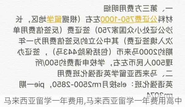 马来西亚留学一年费用,马来西亚留学一年费用高中