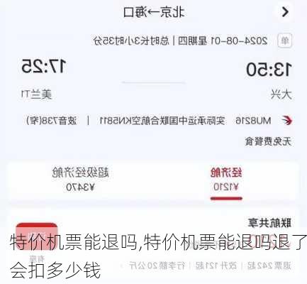 特价机票能退吗,特价机票能退吗退了会扣多少钱
