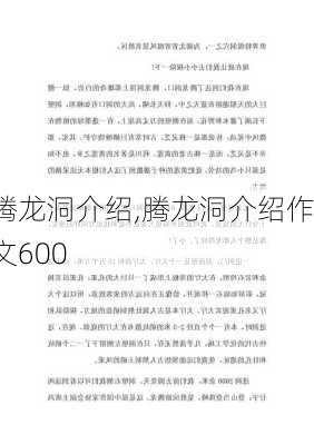 腾龙洞介绍,腾龙洞介绍作文600