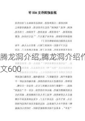 腾龙洞介绍,腾龙洞介绍作文600