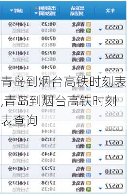 青岛到烟台高铁时刻表,青岛到烟台高铁时刻表查询