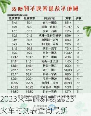 2023火车时刻表,2023火车时刻表查询最新