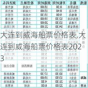 大连到威海船票价格表,大连到威海船票价格表2023