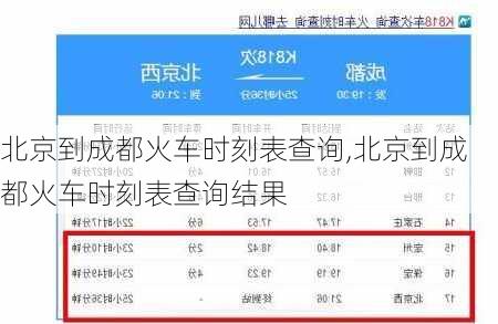 北京到成都火车时刻表查询,北京到成都火车时刻表查询结果