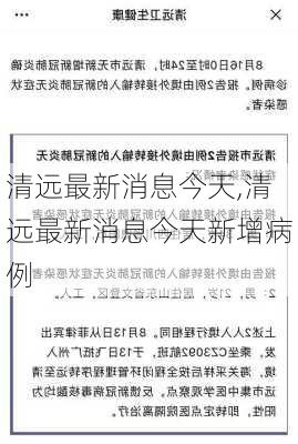 清远最新消息今天,清远最新消息今天新增病例