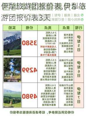 伊犁旅游团报价表,伊犁旅游团报价表3天