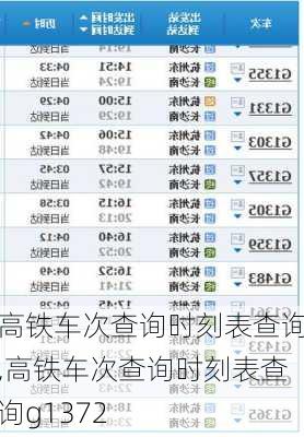 高铁车次查询时刻表查询,高铁车次查询时刻表查询g1372