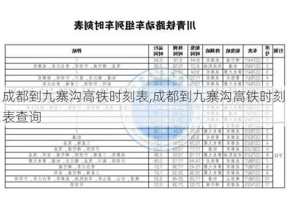 成都到九寨沟高铁时刻表,成都到九寨沟高铁时刻表查询