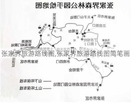 张家界旅游路线图,张家界旅游路线图简笔画