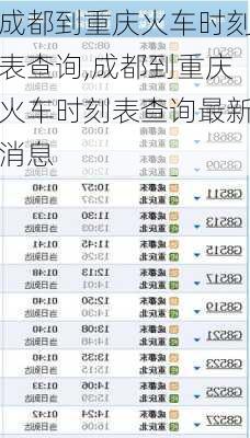 成都到重庆火车时刻表查询,成都到重庆火车时刻表查询最新消息