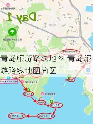 青岛旅游路线地图,青岛旅游路线地图简图