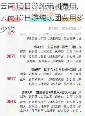 云南10日游纯玩团费用,云南10日游纯玩团费用多少钱