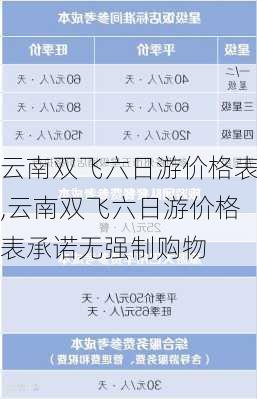 云南双飞六日游价格表,云南双飞六日游价格表承诺无强制购物